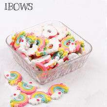 Load image into Gallery viewer, IBOWS Flat Back Rainbow Resin Rainbow Cloud Cabochons Resin DIY Hair Bows Clips Embellishment Accessories Crafts Resin 10pcs